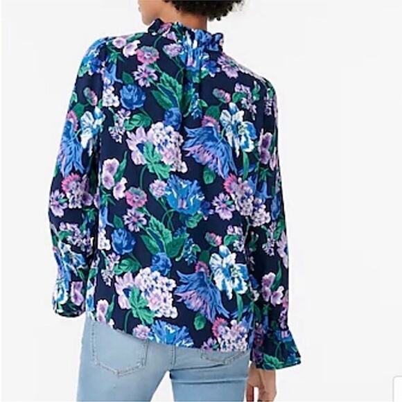 J. Crew Ruffleneck Top in Floral 365 Crepe Large - Picture 10 of 10